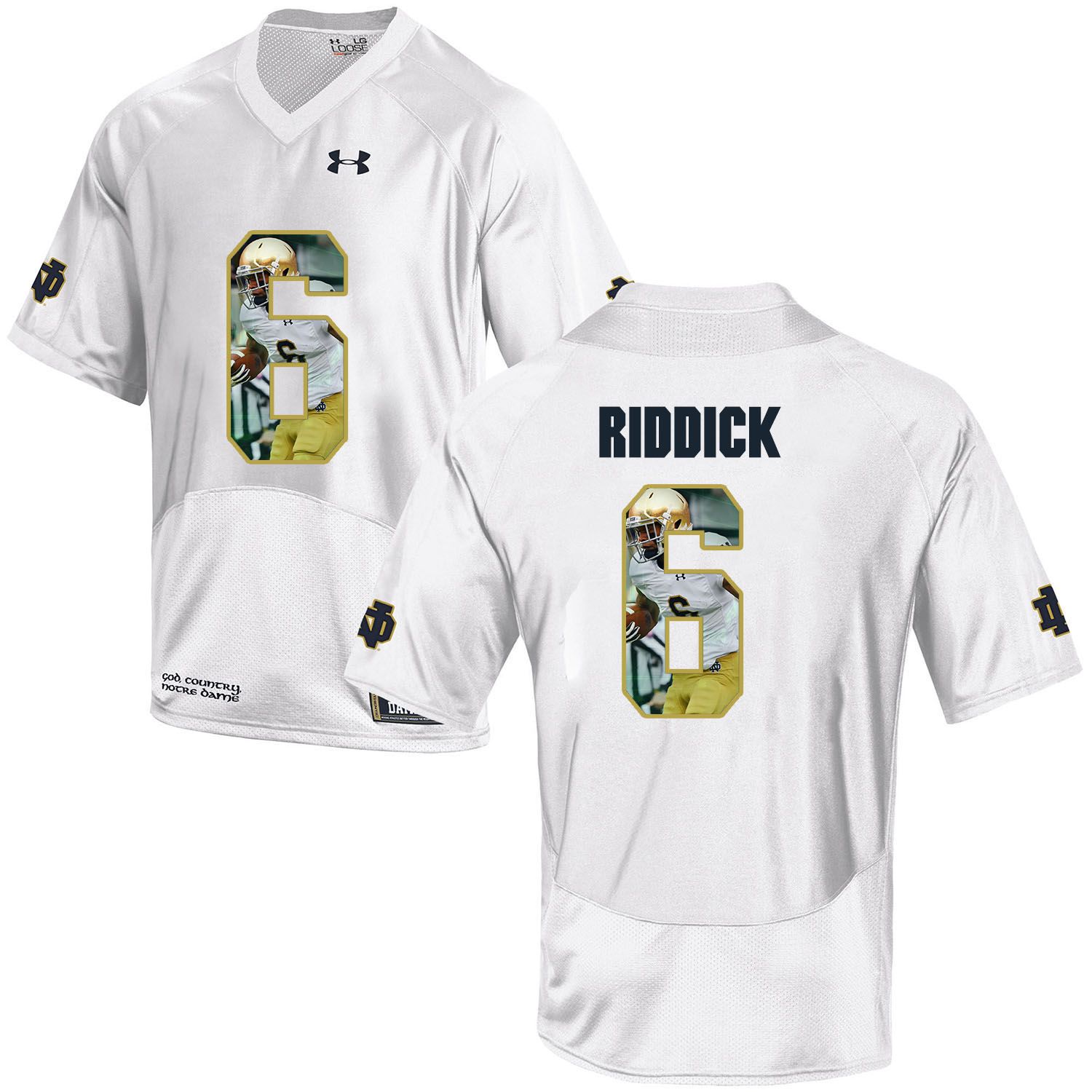 Men Norte Dame Fighting Irish #6 Riddick White Fashion Edition Customized NCAA Jerseys->customized ncaa jersey->Custom Jersey